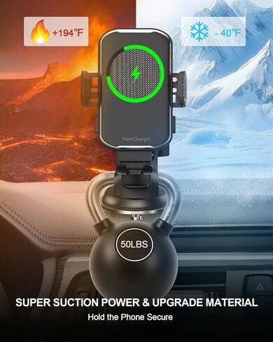 Wireless Car Charger,15W Fast Charging Auto-Clamping Car Phone Mount in Saudi Arabia
