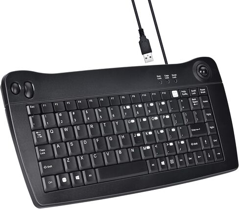 MCSaite MC-8040W Wired Mini Keyboard with Trackball Mouse, 88-Key US Layout, Black in Saudi Arabia