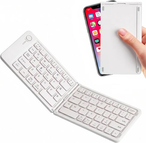Wireless Foldable Mini Rechargeable 5.4 Bluetooth Keyboard, 3 Bluetooth Channels, Ultra-Slim Travel Keyboard for iPhone iPad Mac Android Windows iOS, Silent Keyboard for Tablet Laptop Office (Pink) in Saudi Arabia