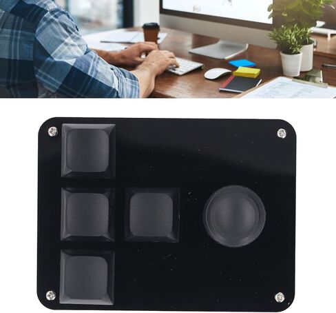 Mini Macro Keypad 4 Keys 1 Knob RGB Mechanical Acrylic Black in Saudi Arabia