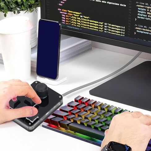 Mini Macro Keypad 4 Keys 1 Knob RGB Mechanical Acrylic Black in Saudi Arabia