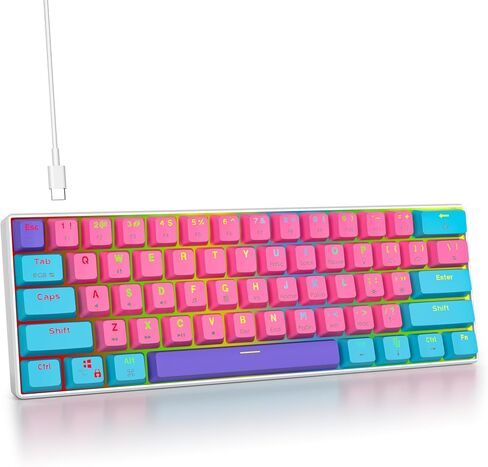 surmen 60% Mechanical Gaming Keyboard,RGB Compact Wired Keyboard 60 Percent Backlight Anti-ghosting for Windows Laptop PC (61 Grey White) in Saudi Arabia