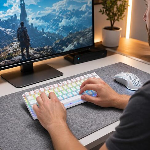 68-Key Gaming Keyboard, White Compact Gaming Keyboard Multicolor Backlight and Detachable USB Cable for PC Laptop Office Gaming in Saudi Arabia