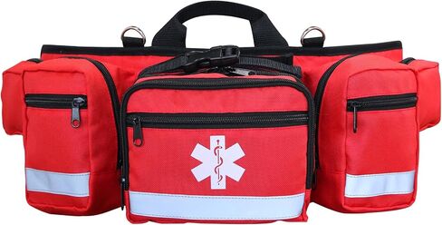 Professional First Aid Waist Pack,Medical Trauma Bag with Reflective,Portable First Aid Fanny Pack - for Emergency at Home,Outdoors,Hiking,Red in Saudi Arabia