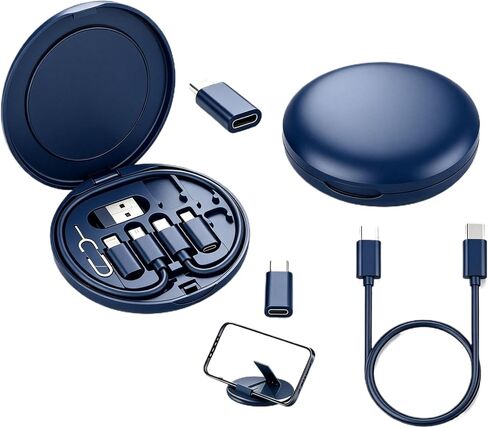 USB C Adapter Kit, Multi Charging Cable Storage Box, Adapter, Data Transfer, Contains Card Slot for Traveling, Use as Phone Holder in Saudi Arabia