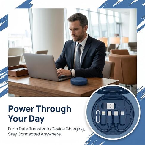 USB C Adapter Kit, Multi Charging Cable Storage Box, Adapter, Data Transfer, Contains Card Slot for Traveling, Use as Phone Holder in Saudi Arabia