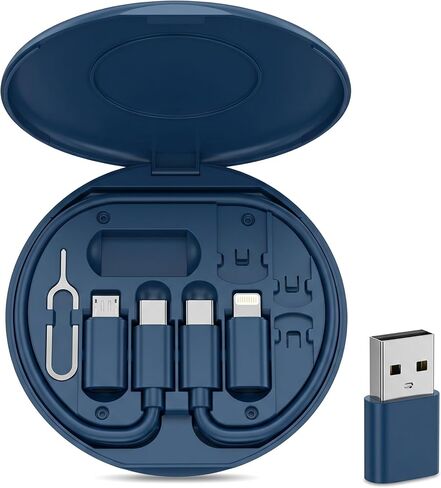 USB C Adapter Kit, Multi Charging Cable Storage Box, Adapter, Data Transfer, Contains Card Slot for Traveling, Use as Phone Holder in Saudi Arabia