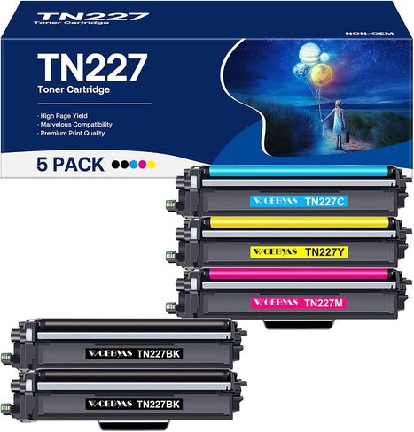 TN227 High Yield Toner Cartridge 5 Pack, Compatible for Brother TN227 TN223 with MFC-L3770CDW HL-L3270CDW HL-L3210CW HL-L3230CDW HL-L3230CDN HL-L3290CDW MFC-L3710CW MFC-L3750CDW in Saudi Arabia