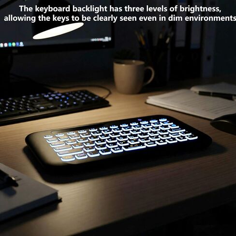 Mini Wireless Keyboard with Touchpad 2.4GHz Auto-Rotation Touch Panel IR Remote Learning Rechargeable Backlit Keys & 7-Color Breathing Light for Android TV Box, PC, Mac, PS4, PS3, HTPC, Smart TV in Saudi Arabia