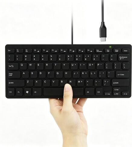 Small Wired Keyboard for Mac (USB C Interface) -Mini Save Space, 78-Key Layout with 14 Media Hotkeys, Type C Slim Compact USB C Keyboard for MacBook, Mac mini/Pro, i-Pad, i-Phone Laptop-Black in Saudi Arabia