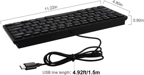 Small Wired Keyboard for Mac (USB C Interface) -Mini Save Space, 78-Key Layout with 14 Media Hotkeys, Type C Slim Compact USB C Keyboard for MacBook, Mac mini/Pro, i-Pad, i-Phone Laptop-Black in Saudi Arabia