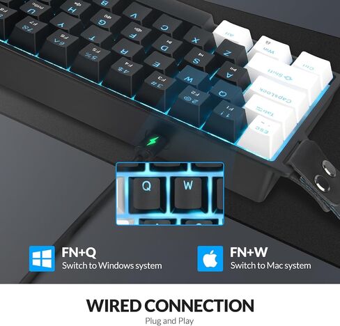 Rii 60% Wired Mechanical Keyboard, Linear Red Switch for Office, Gaming in Saudi Arabia