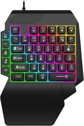One-Handed RGB Gaming Keyboard, 40-Key Compact Keypad paired with 6400 DPI Precision Mouse, Pocket-Friendly Gaming Gear to Level up Your PC Gaming Experience in Saudi Arabia