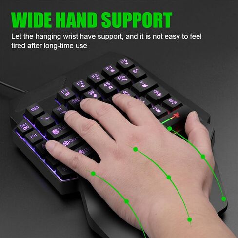 One-Handed RGB Gaming Keyboard, 40-Key Compact Keypad paired with 6400 DPI Precision Mouse, Pocket-Friendly Gaming Gear to Level up Your PC Gaming Experience in Saudi Arabia