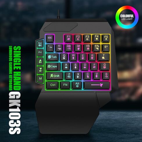 One-Handed RGB Gaming Keyboard, 40-Key Compact Keypad paired with 6400 DPI Precision Mouse, Pocket-Friendly Gaming Gear to Level up Your PC Gaming Experience in Saudi Arabia