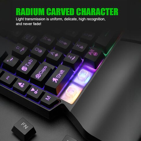 One-Handed RGB Gaming Keyboard, 40-Key Compact Keypad paired with 6400 DPI Precision Mouse, Pocket-Friendly Gaming Gear to Level up Your PC Gaming Experience in Saudi Arabia