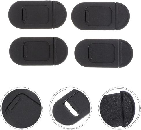 4pcs Webcam Cover Slide for Desktop and Laptop, Anti-Peeping and Anti-Hacking Privacy Protector, Abs Material, Black, Compatible Web Cameras in Saudi Arabia