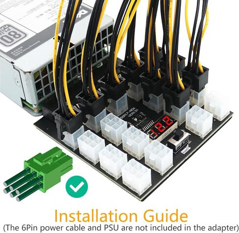 PCI-E 12V 50Pin to ATX 17 x 6Pin Power Supply Server Adapter Breakout Board for 750W 1100W 1600W 2000W 2400W PSU GPU Mining in Saudi Arabia