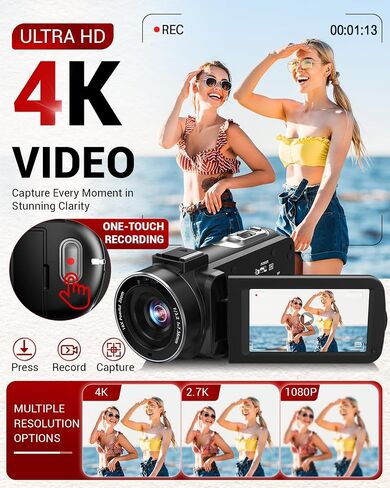 4K Video Camera Camcorder 96MP Vlogging Camera for YouTube and Beginners in Saudi Arabia