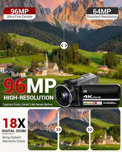4K Video Camera Camcorder 96MP Vlogging Camera for YouTube and Beginners in Saudi Arabia