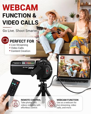 4K Video Camera Camcorder 96MP Vlogging Camera for YouTube and Beginners in Saudi Arabia