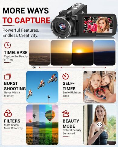 4K Video Camera Camcorder 96MP Vlogging Camera for YouTube and Beginners in Saudi Arabia