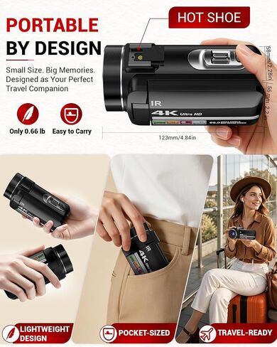 4K Video Camera Camcorder 96MP Vlogging Camera for YouTube and Beginners in Saudi Arabia