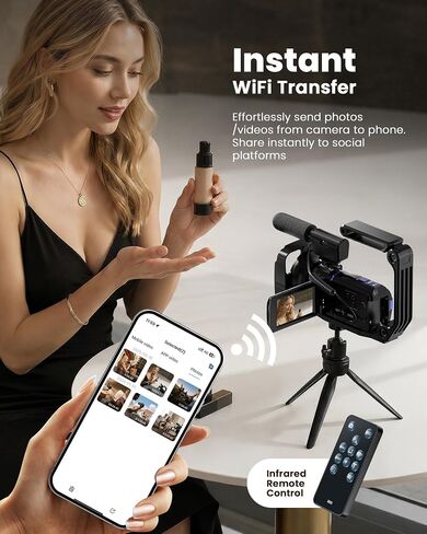 5K Video Camera Camcorder, 64MP Video Cameras for Filming with 3" 270° Rotatable Touch Screen, 16X Zoom Digital Camera with IR Night Vision, WiFi & Webcam, 32GB Card + 2 Batteries + Mic Included in Saudi Arabia