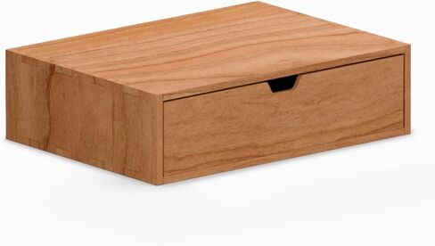 Desna Single-Tier Single-Drawer Cabinet & Monitor Stand - Cherry Wood | Desktop Organizer for Office Supplies, Documents, Makeup | Solid Cherry Wood and Birch Plywood | 13.4 x 9.8 x 3.8 inches in Saudi Arabia