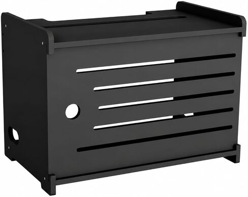 Wooden Electronics Organizer Shelf 1 Tier Cable Management Shelf with Ventilation Space-Saving for Workspace, Home Office, Study Desk, White in Saudi Arabia
