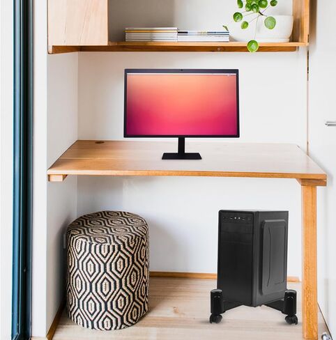 Black ABS PC Tower Stand with Wheels, Adjustable Height Holder in Saudi Arabia