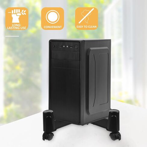 Black ABS PC Tower Stand with Wheels, Adjustable Height Holder in Saudi Arabia