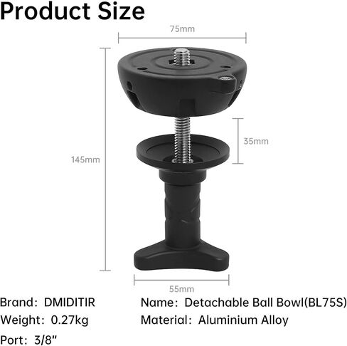 75mm Bowl Adapter, Metal Half Ball Flat to Bowl Mount Converter in Saudi Arabia