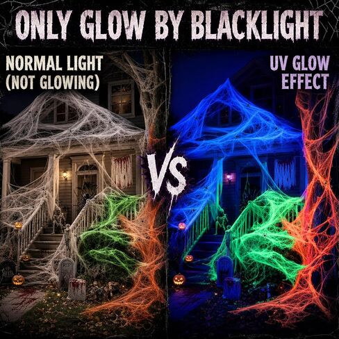 Mega-L Halloween Glow Spider Webs 3 Colors 300g with 30 Small Spiders in Saudi Arabia