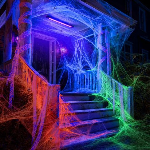 Mega-L Halloween Glow Spider Webs 3 Colors 300g with 30 Small Spiders in Saudi Arabia