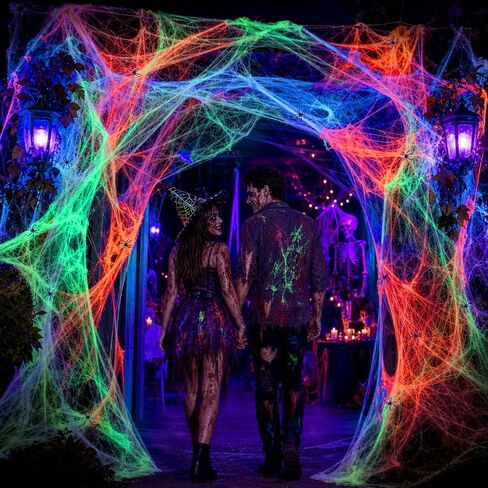 Mega-L Halloween Glow Spider Webs 3 Colors 300g with 30 Small Spiders in Saudi Arabia