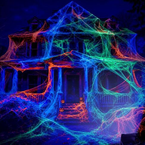 Mega-L Halloween Glow Spider Webs 3 Colors 300g with 30 Small Spiders in Saudi Arabia