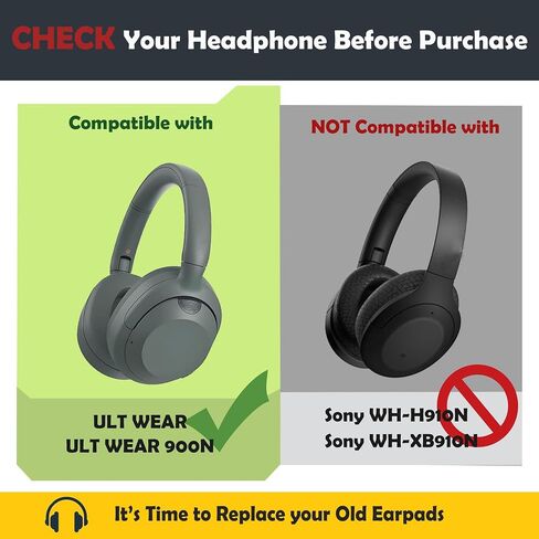 ULT WEAR 900N Earpads Replacement Cushions for Sony ULT WEAR 900N/ULT WEAR Headphones,earpads with Softer Protein Leather/Memory Foam in Saudi Arabia
