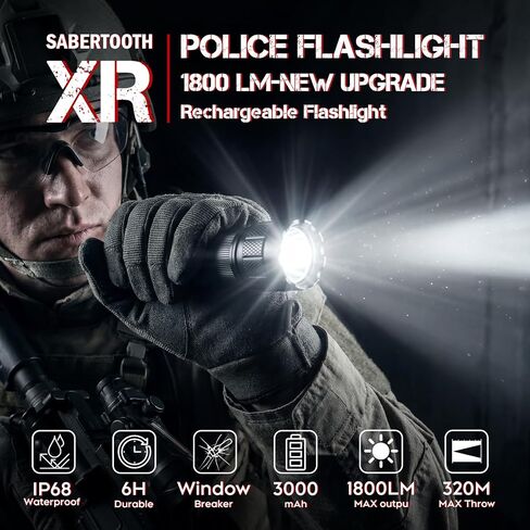 Rechargeable LED Police Tactical Flashlights High Lumens for Duty Belt in Saudi Arabia
