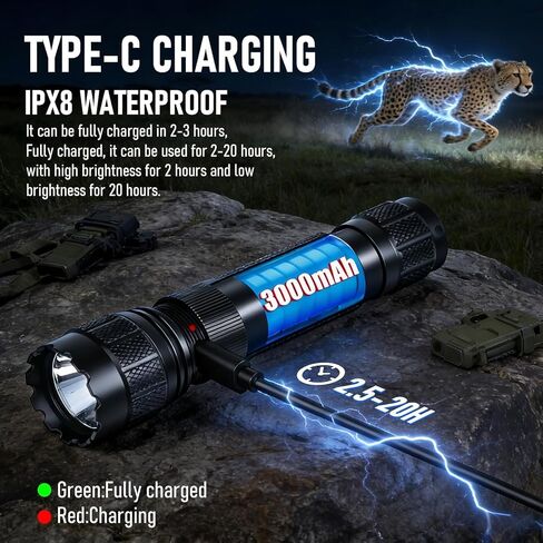 Rechargeable LED Police Tactical Flashlights High Lumens for Duty Belt in Saudi Arabia
