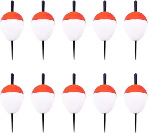 10Pcs Fishing Float Set Hard Foam Buoys Red and White in Saudi Arabia