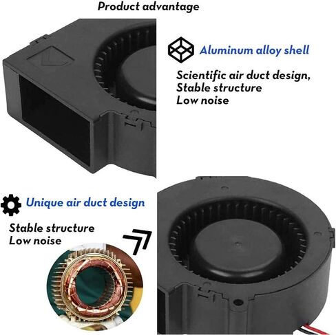 Agatige Cooling Blower Fan, 12V 2.85A Centrifugal Double Ball Turbo Blower Cooling Fan High Air Volume and Speed Furnace Turbine Air Blower Cooling Fan in Saudi Arabia