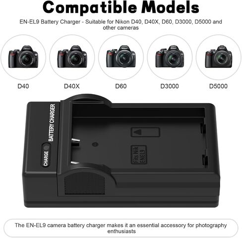 EN-EL9 Battery Charger, EN EL9a USB Battery Charger Compatible with Nikon D40, D40X, D60, D3000, D5000 DSLR Cameras, MH-23 Battery Charger in Saudi Arabia