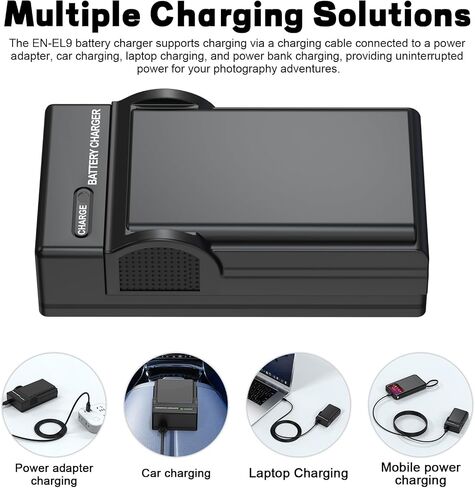 EN-EL9 Battery Charger, EN EL9a USB Battery Charger Compatible with Nikon D40, D40X, D60, D3000, D5000 DSLR Cameras, MH-23 Battery Charger in Saudi Arabia