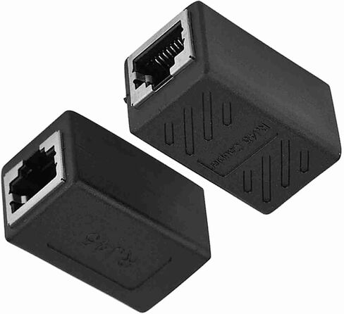 RJ45 Female to Female Ethernet Adapter Coupler For Network Extension, Lightweight And Portable, Connects RJ45 Cables, 2 PCS, Black 3.6 * 2 * Cm in Saudi Arabia