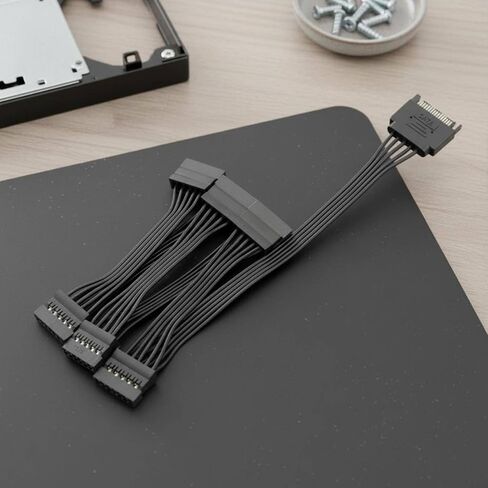 Extension Cable Serial ATA Power Adapter Tinned Copper Plug-and-Play Reliable Power Supply Suitable for Home Servers Office Computers, Sata 1-to-3 in Saudi Arabia