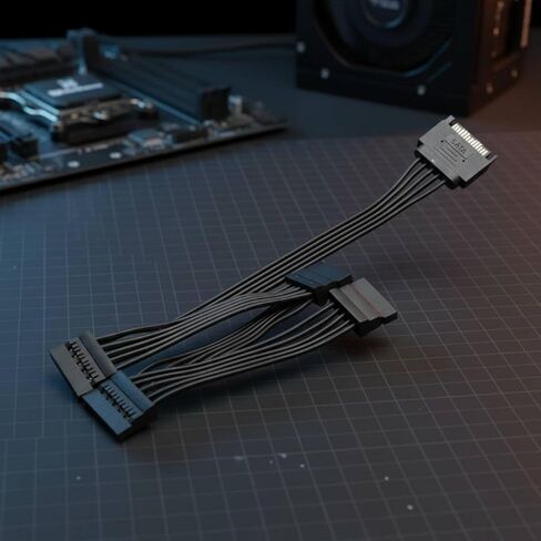 Extension Cable Serial ATA Power Adapter Tinned Copper Plug-and-Play Reliable Power Supply Suitable for Home Servers Office Computers, Sata 1-to-4 in Saudi Arabia