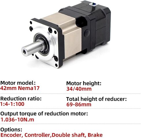 1pcs Motor Nema 17 Square Flange 42mm Planetary Reducer Stepping Motor Low Geared Stepper Motor with Gearbox(Reduction Ratio 40,Driver-UM242) in Saudi Arabia