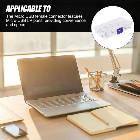 COHEALI Micro USB Female Socket Kit 100pcs 5-pin Copper Connectors in Saudi Arabia