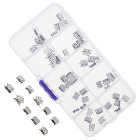 Yardwe 100pcs Micro USB Female Socket Connector, 5-pin Copper in Saudi Arabia
